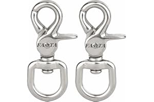 Faneta 2-5/8 Inch Trigger Snap Hooks Marine Grade Swivel Lobster Claw Clasp Stainless Steel 316 Scissor Snaps Diving Clips for Flag Pole Dog Leash Camera Straps etc (Set of 2)