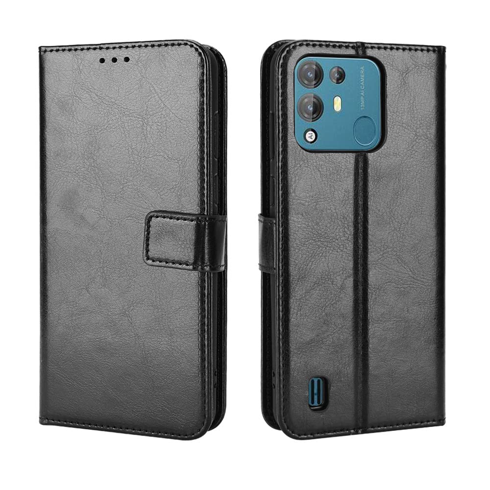 Wallet Case for Blackview A55 Pro Case, Retro Style Wallet Magnetic Cover with Credit Card Slots, Leather Phone Case Compatible with Blackview A55 Pro, Black
