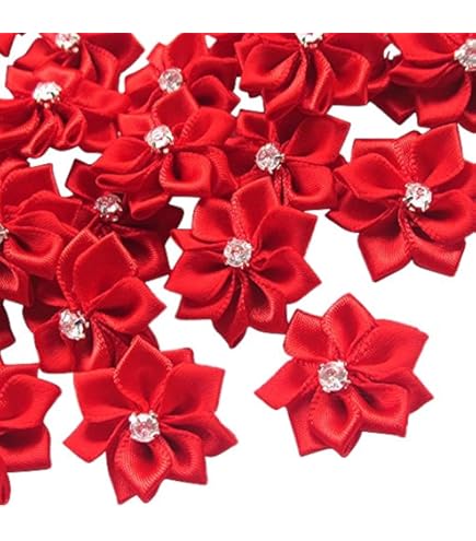 Lot De 50 Mini Roses En Ruban Satiné Pour Travaux Manuels