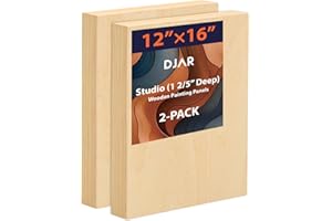 DJAR Wood Canvas Panels for Painting, 2 Pack of 12 x16’’ Wooden Canvas Panels for Paint Pouring, Art Crafts, Acrylic and Oil Painting