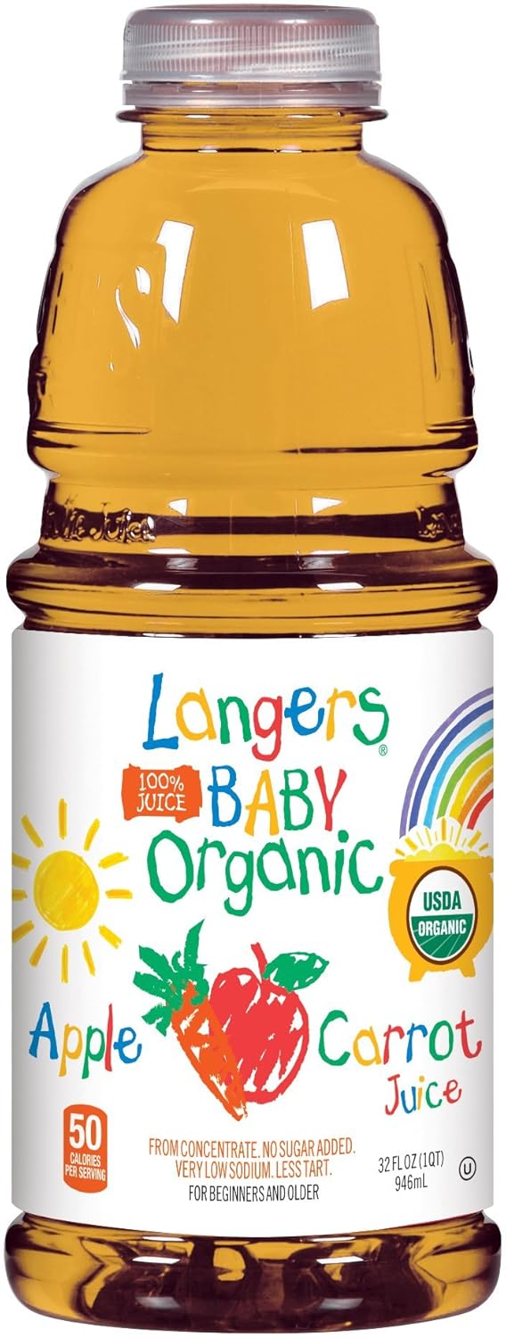Langers Baby 100% Organic Apple Carrot Juice, 32 Fluid Ounce (Pack Of 6)