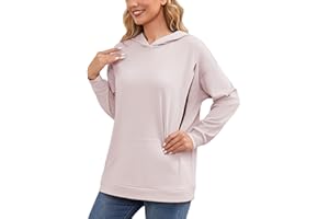 Ecavus Women's Maternity Nursing Sweatshirt Hidden Zipper 2025 Long Sleeves Oversize Breastfeeding Pullover Tops with Pockets