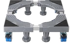MAOPINER Multi-functional Washing Machine Stand Adjustable Base Mobile Roller with 4×2 Locking Rubber Swivel Wheels and 4 Strong Feet for Washing Machine, Dryer and Refrigerator 8 Wheels (Grey)