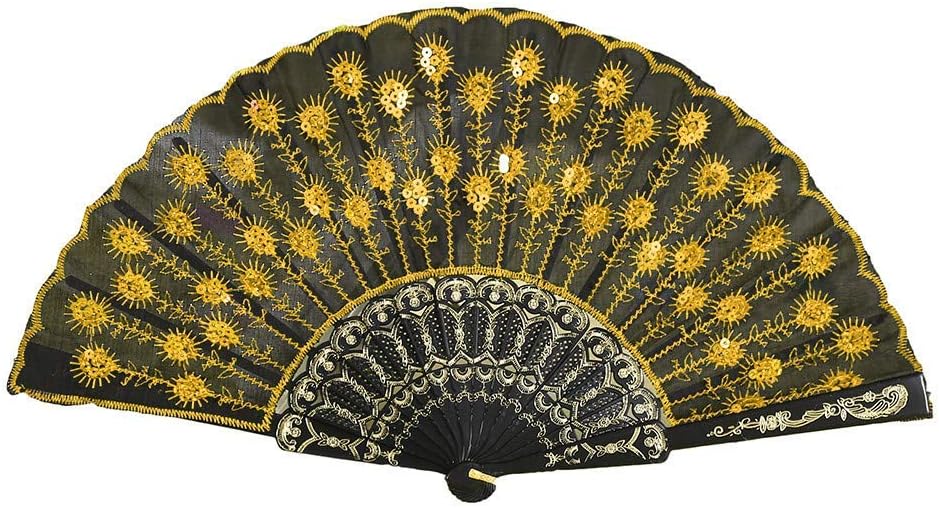 Uqiangy Dance Wedding Party Folding Hand Fan (Yellow)