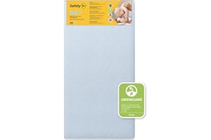 Safety 1st Heavenly Dreams Baby Crib and Toddler Bed Mattress, Waterproof and Stain Resistant Cover, Blue