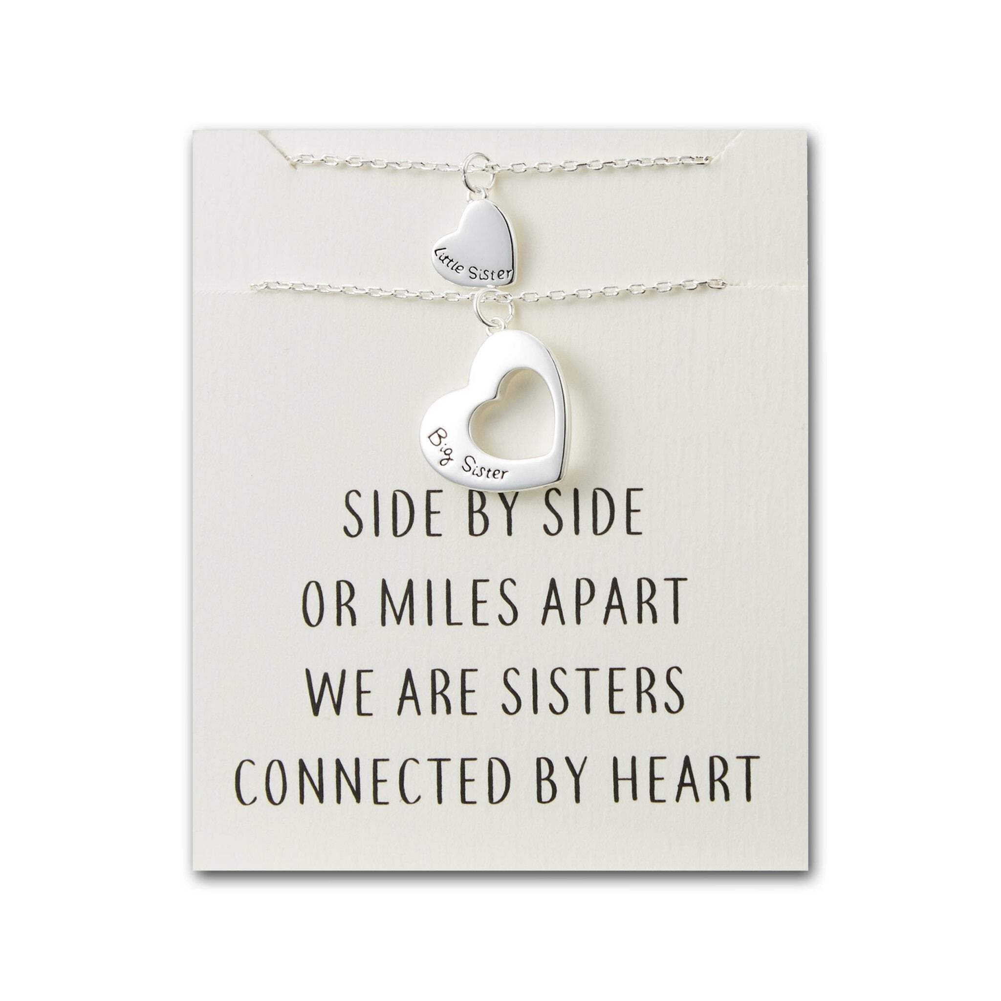 Philip Jones Silver Plated Big Sister and Little Sister Necklace Set with Quote Card