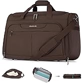 Hanke Carry On luggage Bags for Travel, Large Foldable Duffle Bag for Travel, Softside Lightweight Travel Bag Carry On Bags for Airplanes Women, Travel Tote Bags for Women Men.（Coffee）