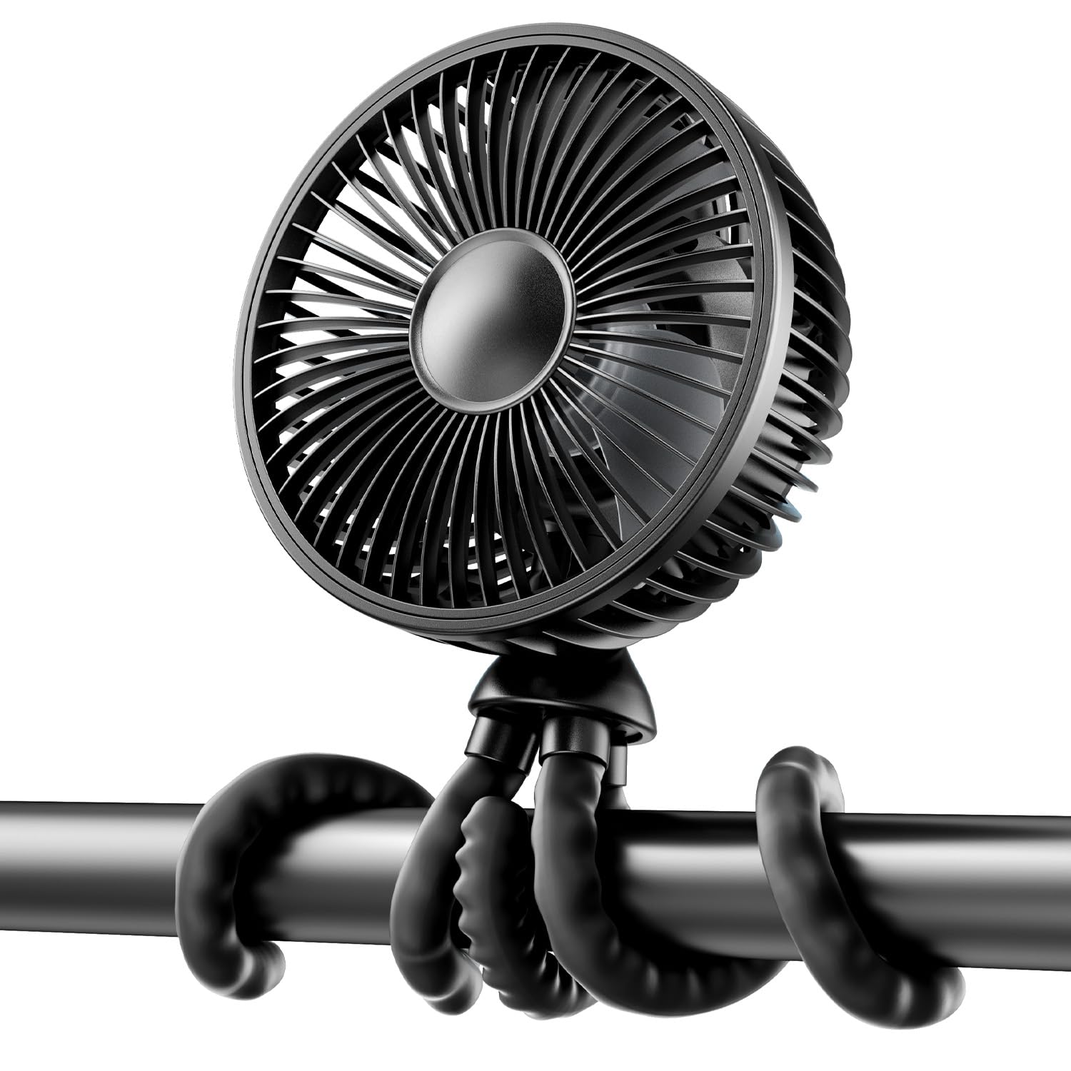 Photo 1 of **MISSING USB**
Gaiatop Baby Stroller Fan, 4000mAh Oscillating Mini Portable Fan with Light, 4 Speeds Battery Operated Small Handheld Desk Fan, 360° Rotate Flexible Tripod Clip On Fan for Car Seat Crib Travel Black