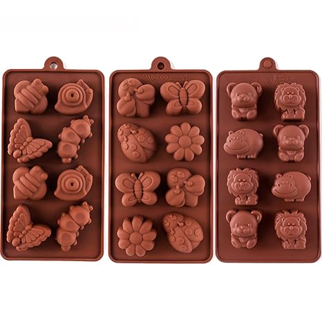 Silikonformen antihaftbeschichtet Schokoladenform Seife Formen Silikon Backform Set 3 Stück Wald Design mit verschiedenen For