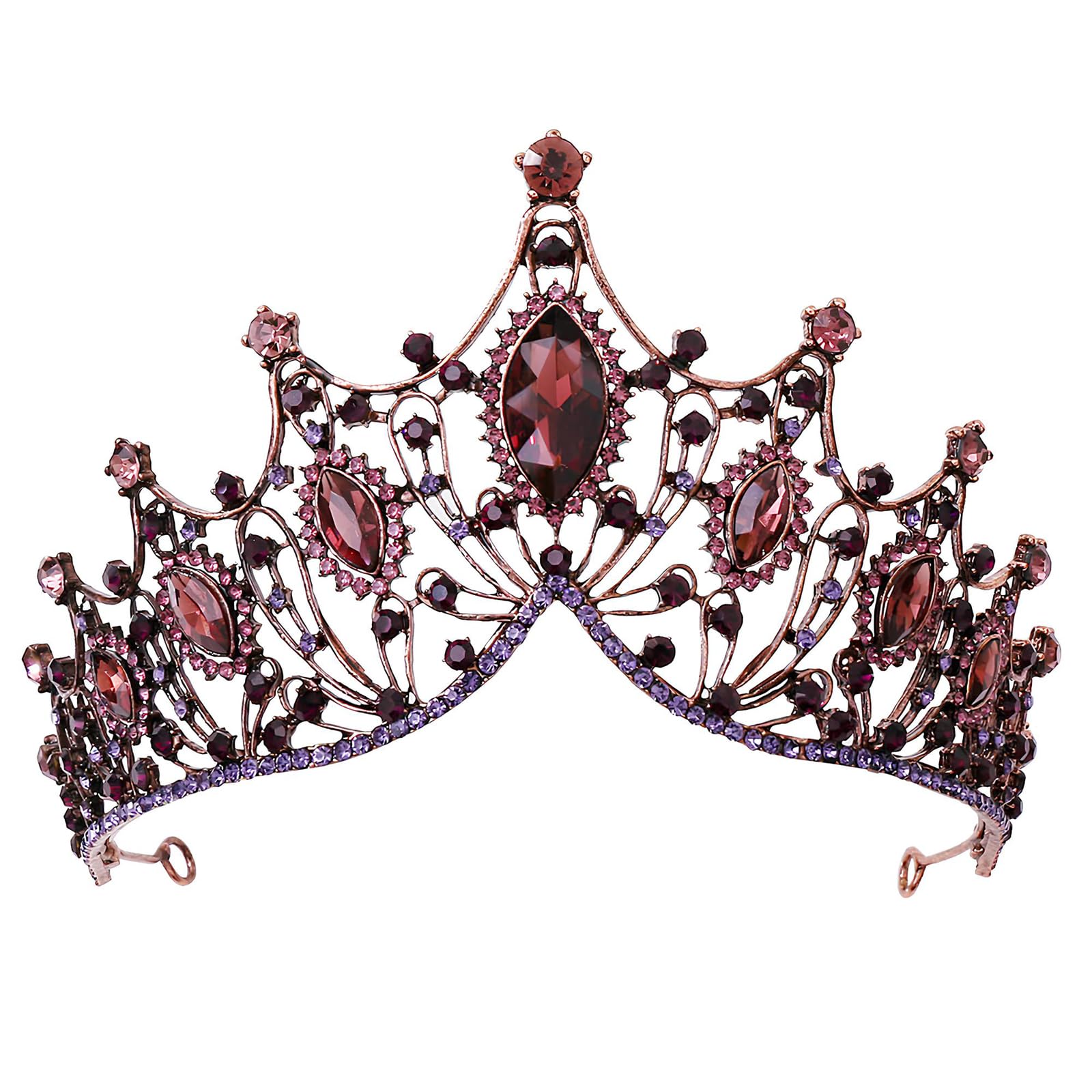 Baroque Bride Crown, Princess Queen Crown, Girls Crystal Tiara, Rhinestone Tiara Crown, Crown for Bride, Baroque Rhinestone Headband, for Bride Women Wedding Prom Pageant (Copper Purple)