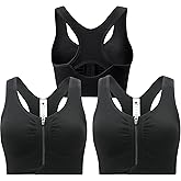 SPORME RUNNING Zip Front Sports Bra for Women - Medium Support Racerback Workout Bra with Removable Pads & Double Hooks