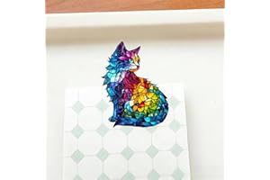 1pc Acrylic PP Functional Clips, Rainbow Mosaic cat 1.6in -Decorative Paper Clips for Photo, Memo, Snack, Fridge Magnet, Offi