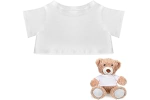 RoundFunny Bear Tee Shirt Fit 8-10inch Bear Clothes Stuffed Animal Clothes Shirt Basic Stuffed Bears Dolls Shirt, White