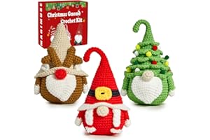 MAGIMUSE Christmas Crochet Kit for Beginners, Crochet Starter Kits for Adults Amigurumi Craft Knitting Crochet Animals Kits with Step-by-Step Video Tutorials, 3 Pack Gnome (40%+ Yarn)