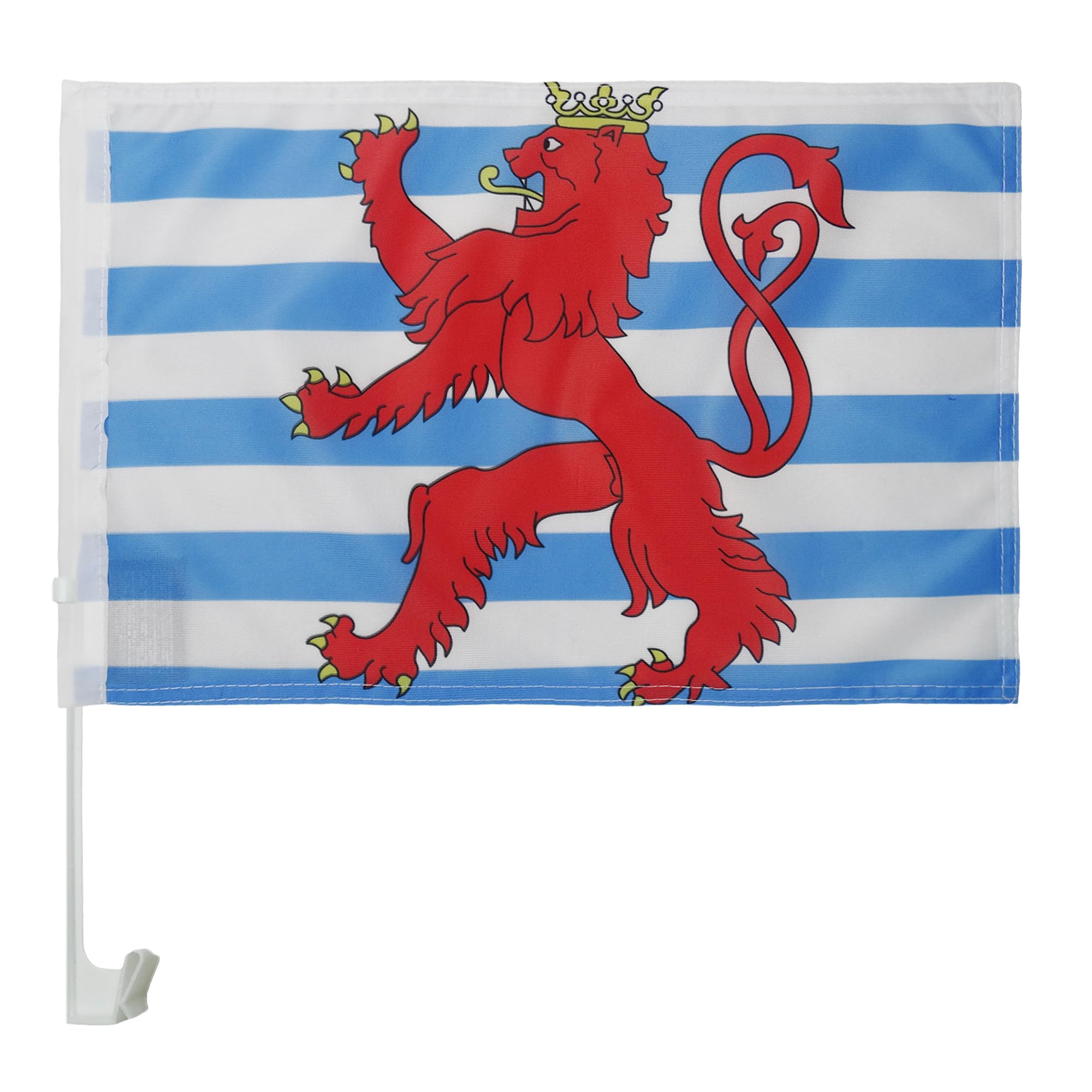 AZ FLAG Luxembourg red lions Car Flag 18'' x 12'' - Luxembourger coat of arms Car flags 30 x 45cm - Banner 18x12 INCHES PLASTIC STICK