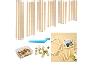 OMISTAR 12 Sets Stretcher Bars for Needlework 6 Sizes with Thumbtacks - Storage Box & Tacks Remover, Oil Painting Frame Set with 6 Sizes, Wood Frame Strips Wooden Canvas Stretcher Bars for Embroidery Stitch