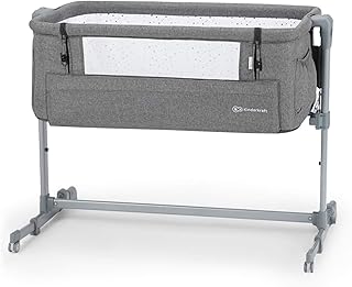 Kinderkraft Zustellbett NESTE UP, Babybetten, Beistellbett, Kinderbett, Kinderreisebett, 2 in 1, Höhenverstellung, mit Zubehör, Matratze, Leichte Konstruktion 9 kg, Melange Grau