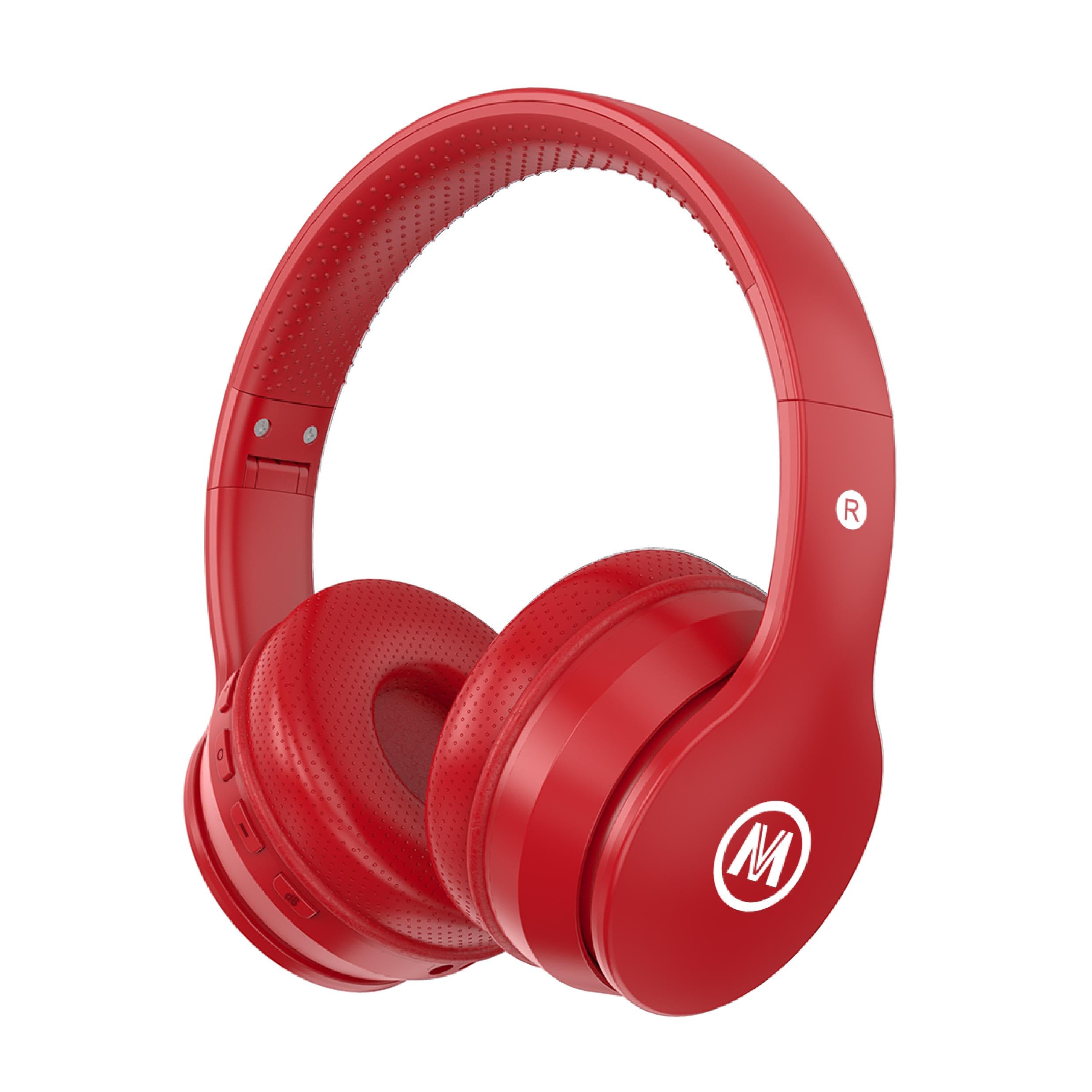 Photo 1 of Mokata Kids Headphones Bluetooth Wireless/Wired Volume Limited 85 /110dB Over Ear Foldable Protection Headset with AUX 3.5mm Mic for Boys Girls Child School Pad Tablet Red