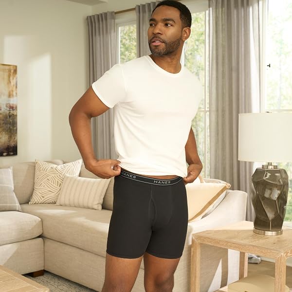 HANES MEN’S BOXER BRIEF UNDERWEAR PACK, COTTON BOXER BRIEFS, MOISTURE-WICKING, ASSORTED SOLIDS, 12-PACK