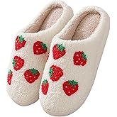 V OPXIN Cartoon Slippers for Womens Mens Cute Cozy Plush Warm Slip-on House Shoes for Indoor and Outdoor Meet Me at Midnight Strawberry Mushroom Evil Eyes Love Heart Slippers
