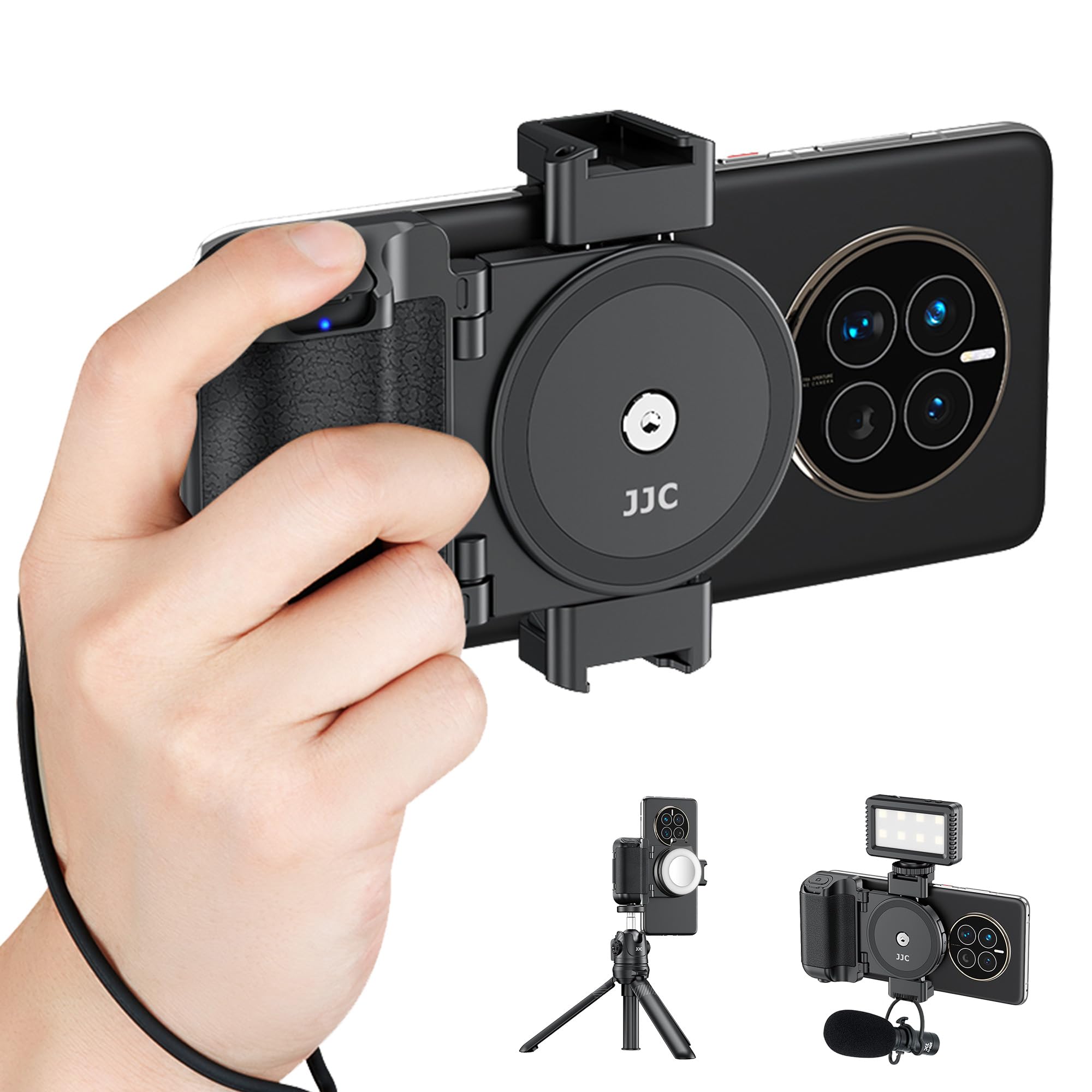 Black Smartphone Hand Grip Holder Stabilizer for Selfie Vlog Video Recording Compatible with iPhone 14 13 12 11 XS X XR 8+ 8 7+ 7 6S+ 6S Galaxy Mate MI PIXEL Mobile