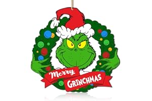 SSAILUE DECOR Christmas Decorations Wooden Hanging Sign Merry Greenchmas Wooden Door Sign Tree Ornaments for Holiday Xmas Door Wall Tree Decorations Indoor Outdoor