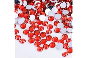 KDKYY 3000 Pieces SS12 3mm Flatback Rhinestones Clear Glass Round Gems Crystals for Nail Art DIY Crafts Clothes Shoes Bags （Light Red）