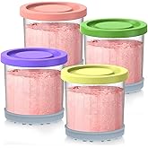 Omnikit Containers Replacement for Ninja Creami Pints and Lids - 4 Pack, 16oz Cups Compatible with NC301 NC300 NC299AMZ NC290 Series Ice Cream Maker, Airtight Anti-slip