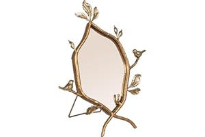 Creative Co-Op Metal Twig Framed Standing Mirror with Birds and Leaves, Gold