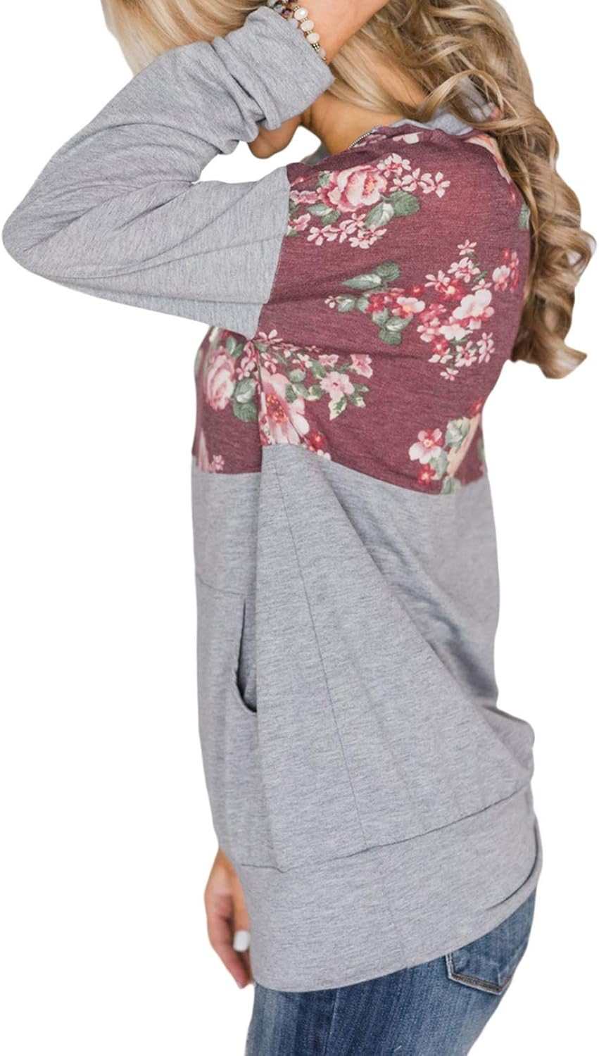 Aleumdr Women Casual Long Sleeve 1/4 Zipper Color Block Sweatshirts Stand Collar Pullover Tunic Tops with Pockets S-XXL at  Women’s Clothing store