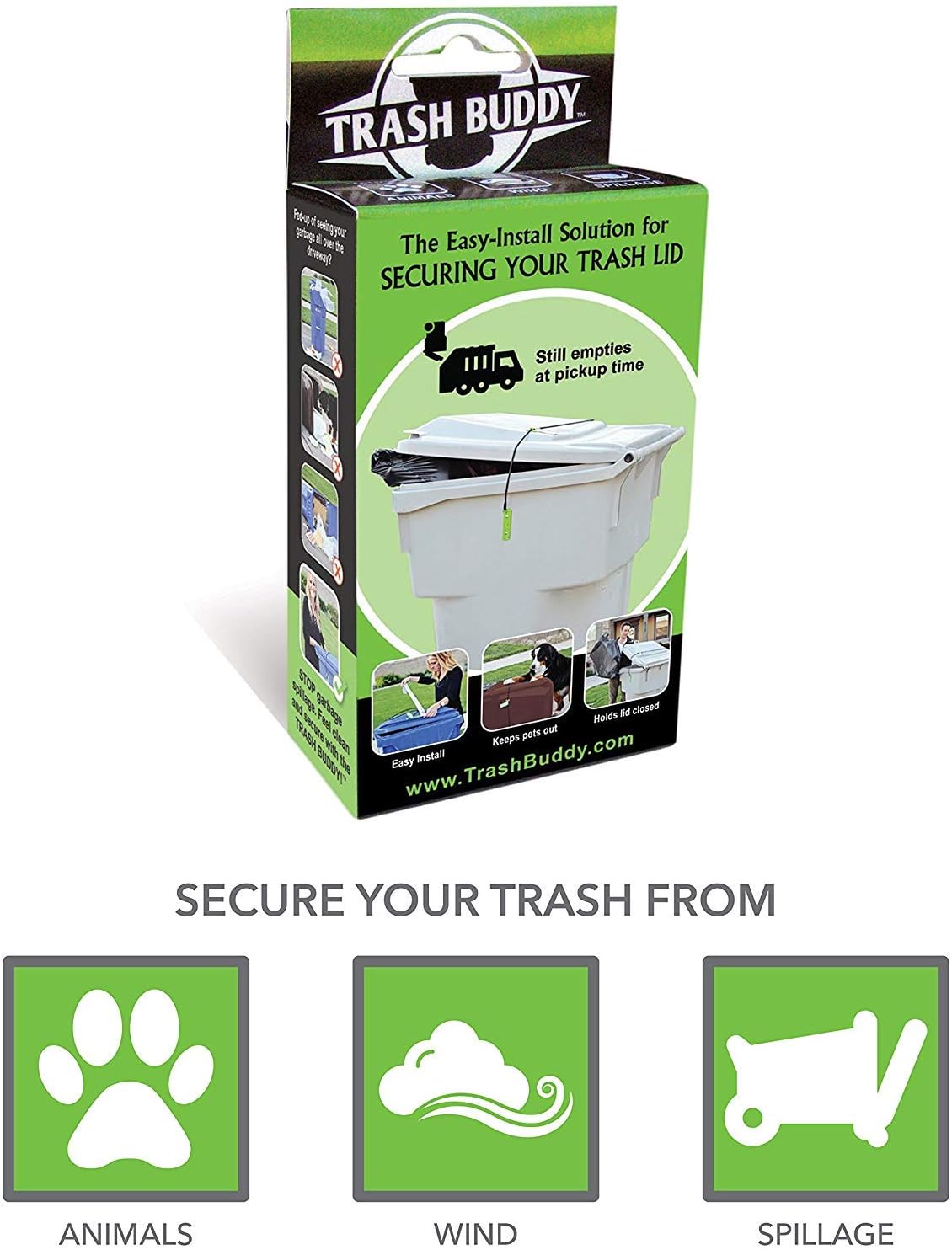 Amazon Com Trash Buddy Dog Proof Trash Can Lock The Easy Install Solution For Securing Your Outdoor Garbage Can Lid Still Emp Appliances