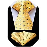 HISDERN Plaid Checkered Tie Handkerchief Woven Classic Formal Men's Necktie & Pocket Square Set