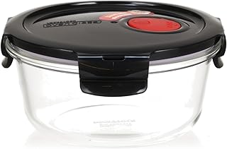 LOCK & LOCK Frischhaltedose aus Glas mikrowellengeeignet - OVEN GLASS - Für Backofen, Mikrowelle & zum Einfrieren - Mikrowellengeschirr rund, 650 ml