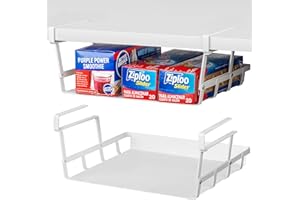 Abitrothy Under Shelf Basket, 2 Pack Under Cabinet Shelf Basket Organizer, Hanging Storage Baskets Slide-in, Add-on Space Sav