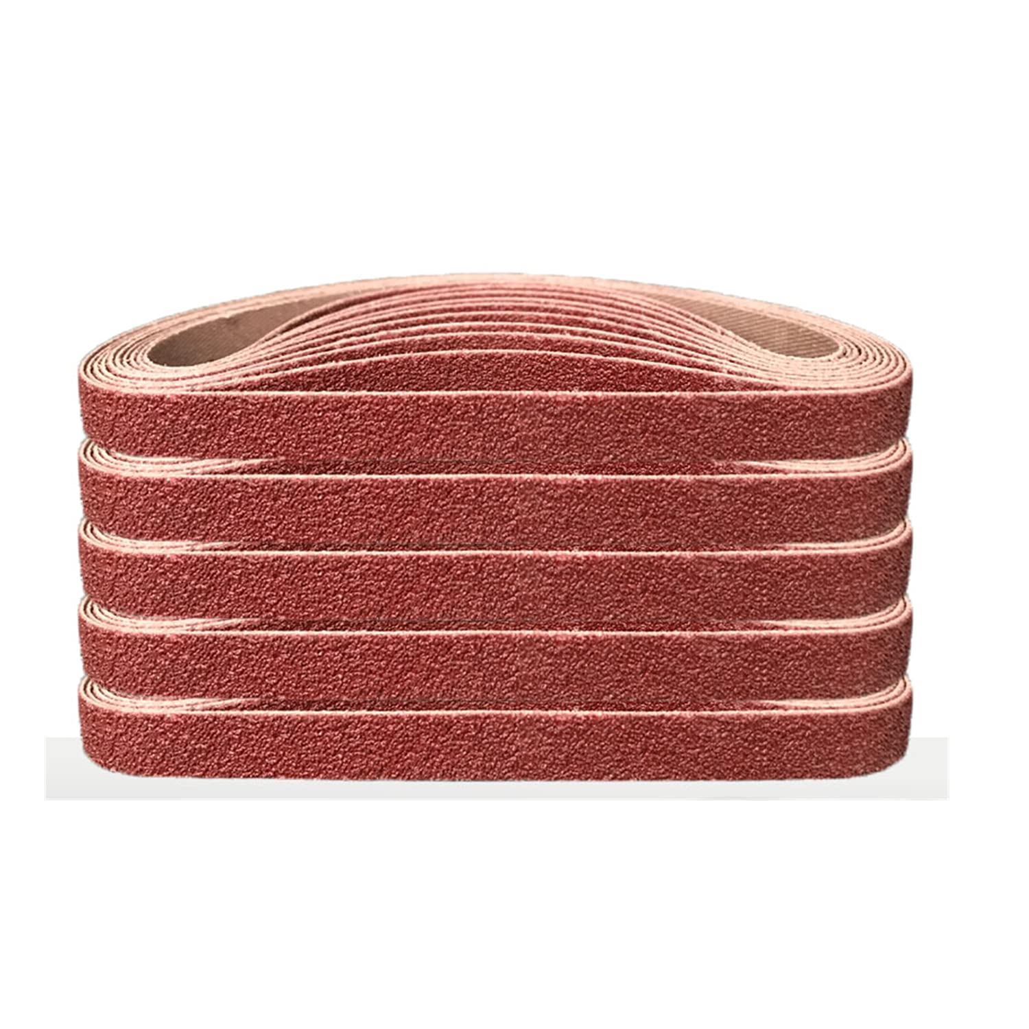 FEIHU Aluminium Oxide Sanding Belts, 10 x 330 mm, 5 Different Grits, 6 x 40/80/120/180/320, Sanding Belt Set, for Compressed Air Belt Sander, Polishing Metal, Wood, Finger Sander (Pack of 30)