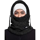 DUVOWE Balaclava Fleece Ski Mask Hoodie Men Women, Windproof Winter Face Mask, Neck Warmer Scarf Helmet