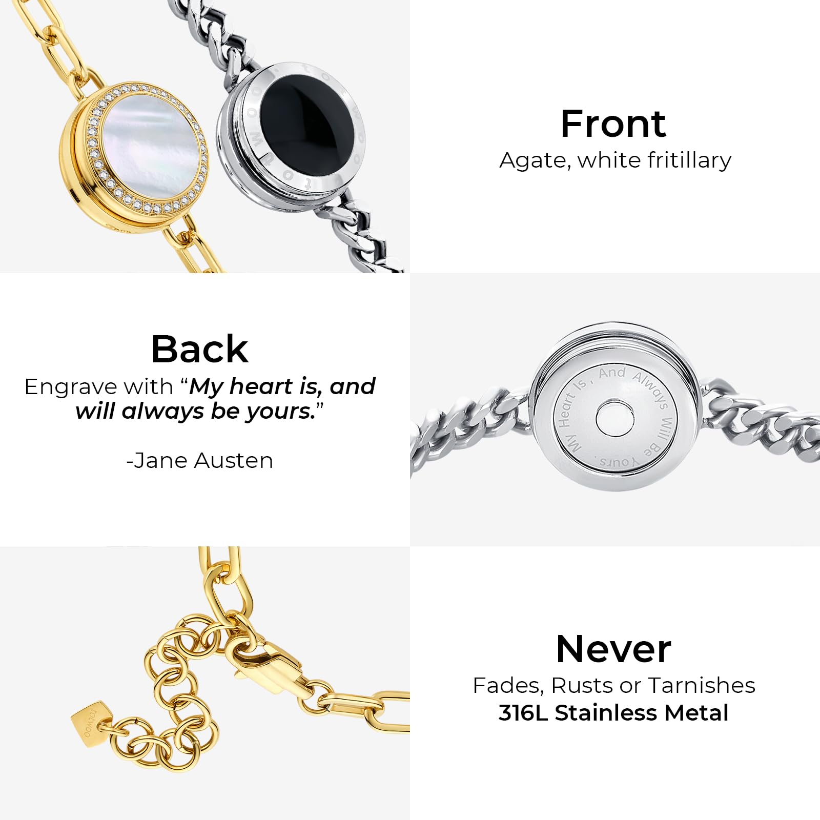 TOTWOO Touch Bracelets for Couples, Vibration & Light up for Love Couples Long Distance Relationship Gifts for Girlfriend Bluetooth Pairing Jewelry
