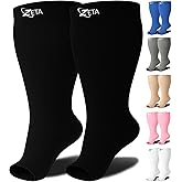 Zeta Wear Plus Size Open Toe Compression Socks 15-19 mmHg - Wide Calf Support for Men & Women