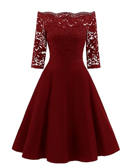 Viloree 50s Rockabilly Retro Damen Kleider Halbarme Swing Cocktailkleider Party Abschlussball