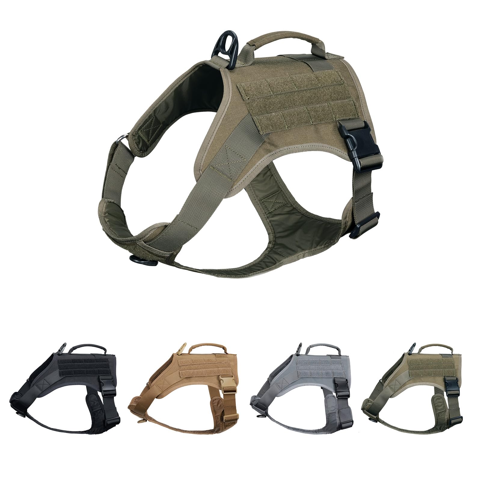 EXCELLENT ELITE SPANKER Military Dog Harness Adjustable Training Harness with Handle No Pull Dog Harness for Small Medium Large Dogs(Army Green-M)