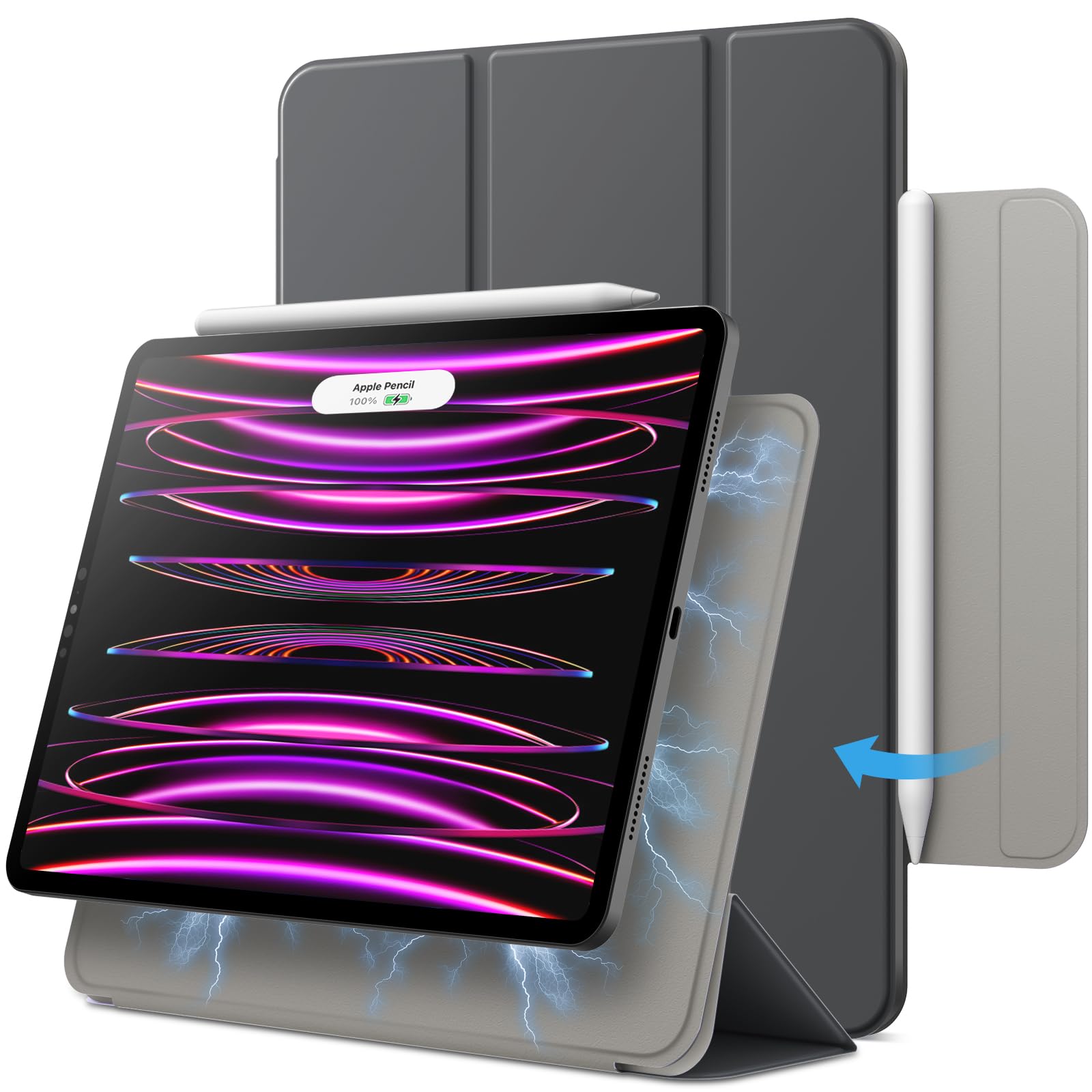 Photo 1 of JETech Magnetic Case for iPad Pro 11 Inch (2022/2021/2020/2018 Model), and iPad Air 5/4 (10.9-Inch 2022/2020), Support Pencil 2nd Gen Charging, Magnetic Attachment (Space Gray)