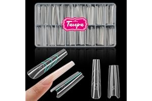 Tucepu Original Sandwich Nails Dual Forms - 150Pcs Long Coffin Nail Mold for Quick Nails Extension, 15 Sizes Plastic Form, Salon Nail Art Tools
