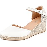 BCTEX COLL Women's Espadrilles Wedge Sandals Ankle Strap Platform Closed Toe Dressy Shoes