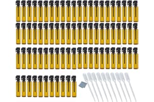 Elfenstall - Portable 100pcs 1ml (1/4 Dram) Mini Amber Glass Bottle 1cc Vial Small Essential Oil Perfume DIY Liquid Sample Bo