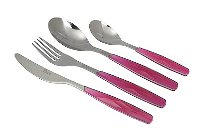 Pradel Excellence 2090RO - Cubertería (24 piezas), mango de color rosa