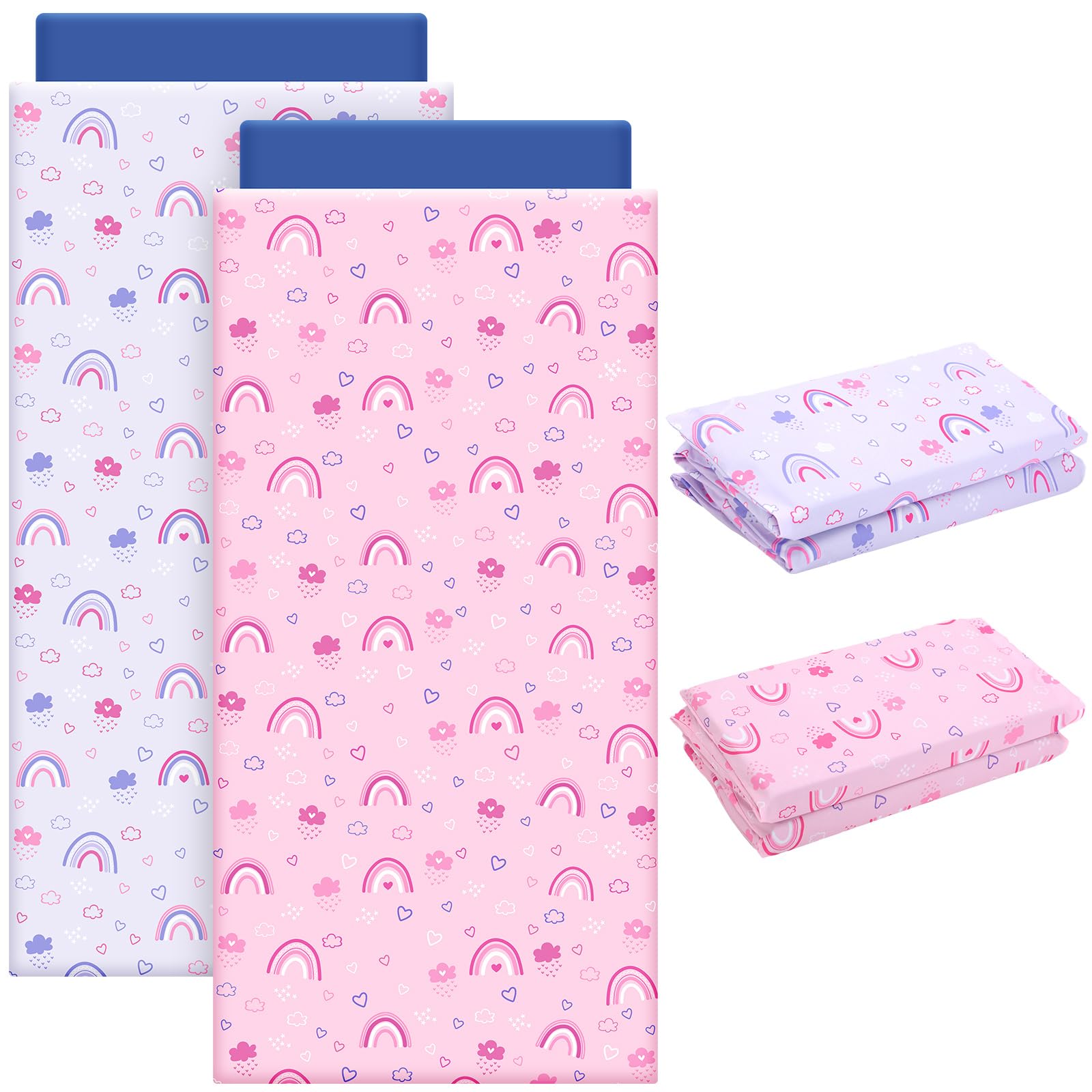Photo 1 of CroBlissful 2 Pcs Nap Mat Cover for Toddler Sheet 47 x 21 Inch Kids Nap Mat Covers Daycare Sewn in Flap Design Pastel Sleeping Microfiber Sheet for Girls Boy Preschool Kindergarten(Rainbow)