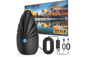 NOGYZO TV Antenna Indoor, 900+ Miles Long Range Digital Antenna，Antenna for Smart TV for Easy Installation and All Smart/Old TVs, Supports 4K 1080P HD VHF UHF