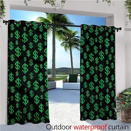 Amazon Com Warmfamily Money Outdoor Blackout Curtains Pixel Art