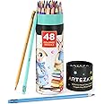 Arteza Kids Erasable Colored Pencils, Set of 48, Triangular Pencil Crayons, Pre-Sharpened, Art Supplies for School, Home, Doo