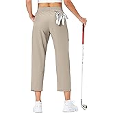 Ksmien Women's Golf Pants Lightweight High Waisted 7/8 Ankle Pant with 4 Pockets for Athletic Lounge Travel Work